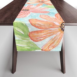 Watercolor Daisies Design Table Runner