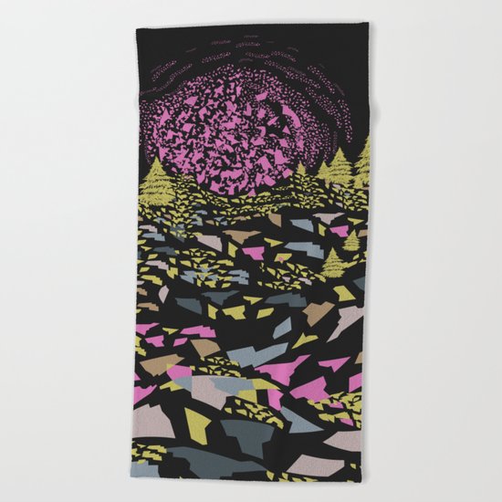 Trippy hills colorful Beach Towel