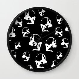 Many Aerial Lyras Wall Clock | Black and White, Digital, Graphic Design, People 