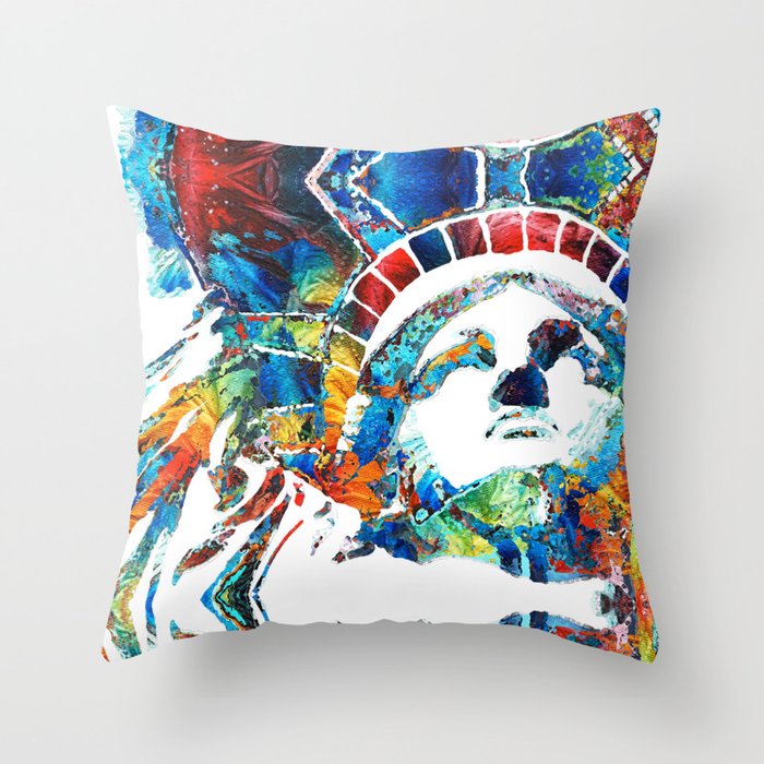 Colorful Statue Of Liberty - Sharon Cummings Throw Pillow