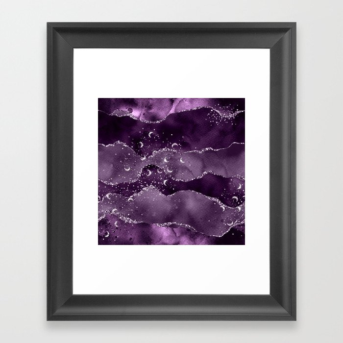 Purple Starry Agate Texture 02 Framed Art Print