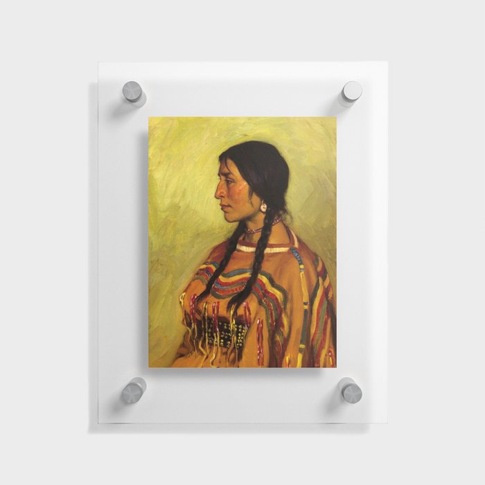 Portrait painting of a Blackfoot Native American Indian Woman by Joseph Henry Sharp Floating Acrylic Print