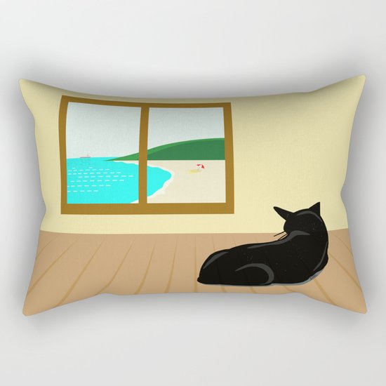 Landscape and cat Rectangular Pillow