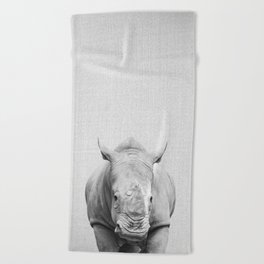 Rhino 2 - Black & White Beach Towel