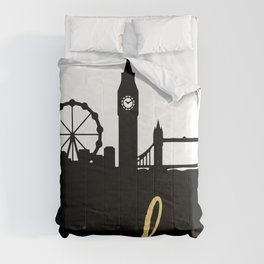 LONDON ENGLAND DESIGNER SILHOUETTE SKYLINE ART Comforter