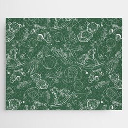 Green Chalk Board With White Children Toys Seamless Pattern    Jigsaw Puzzle