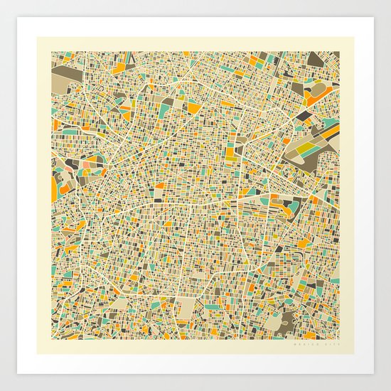 Mexico City Map Art Print