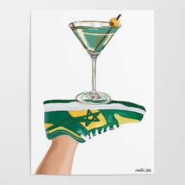 Green Martini Shoe Poster