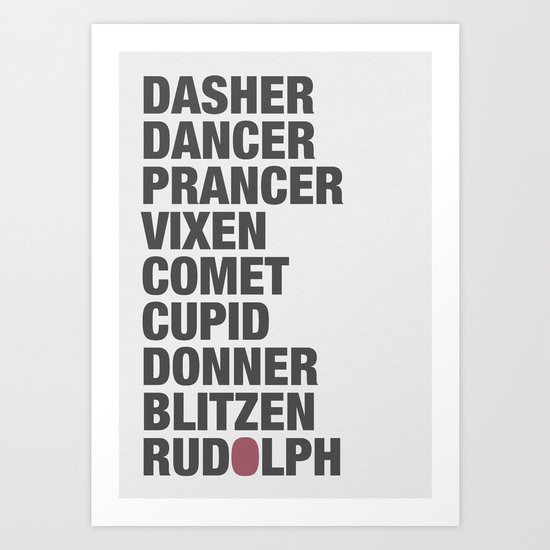 Santa's Reindeer Art Print