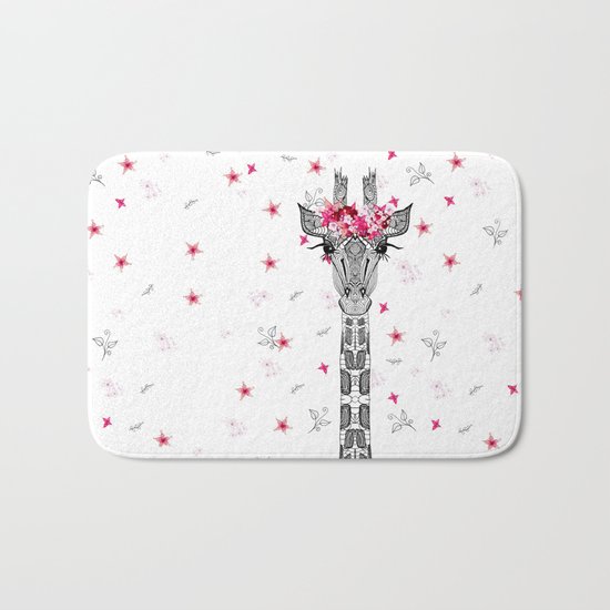 FLOWER GIRL GIRAFFE Bath Mat