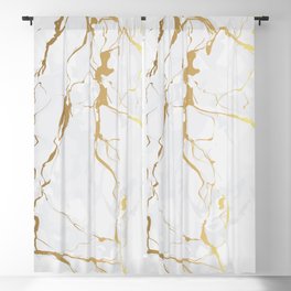 Metallic gold and white marbled   Blackout Curtain
