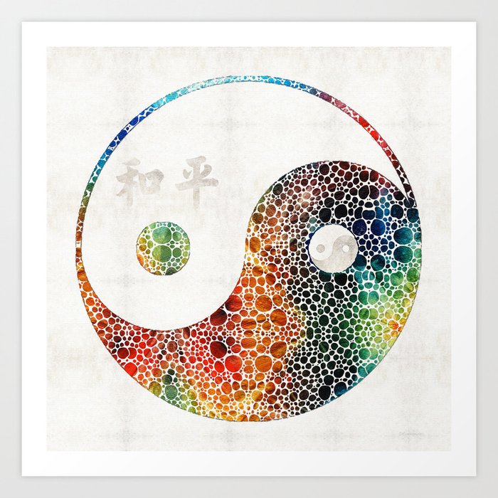 Yin And Yang - Colorful Peace - By Sharon Cummings Art Print