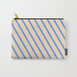 [ Thumbnail: Cornflower Blue & Bisque Colored Pattern of Stripes Carry-All Pouch ]