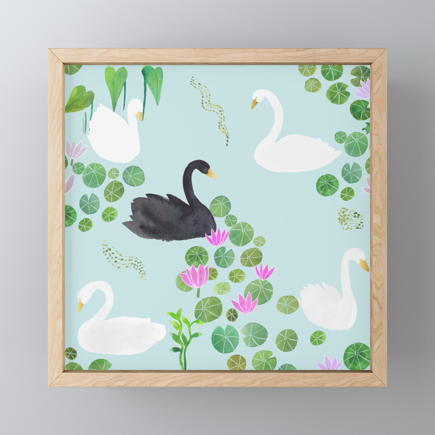vogn Sovereign Shuraba Be the Black Swan Pattern Play Print in Blue Framed Mini Art Print by Jess  Champagne | Society6