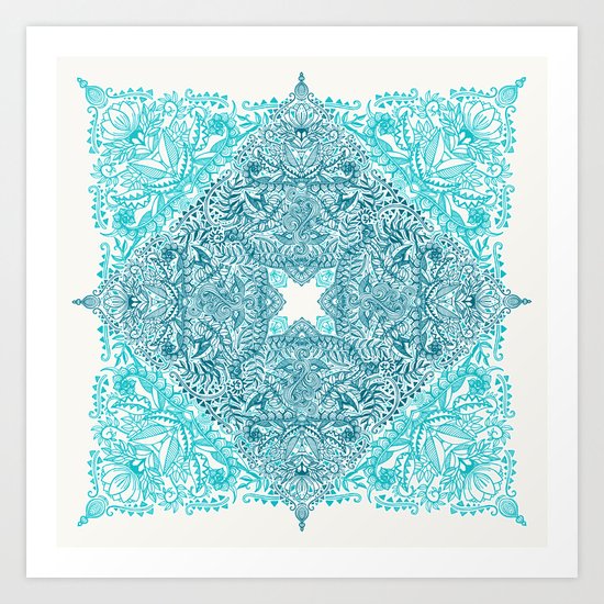 Teal Tangle Square Art Print