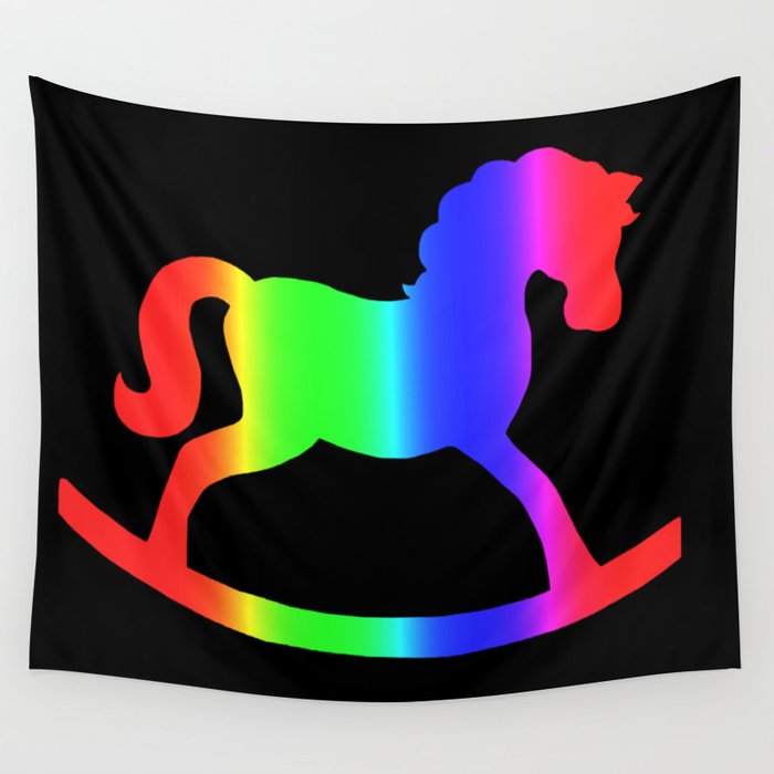 Rainbow Rocking Horse Silhouette  Wall Tapestry