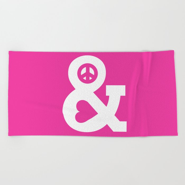 Peace and Love (pink edition) Beach Towel
