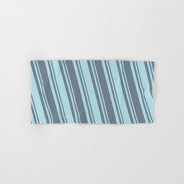[ Thumbnail: Powder Blue & Slate Gray Colored Stripes Pattern Hand & Bath Towel ]