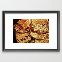 Coffee and Beignets at the Cafe du Monde Framed Art Print