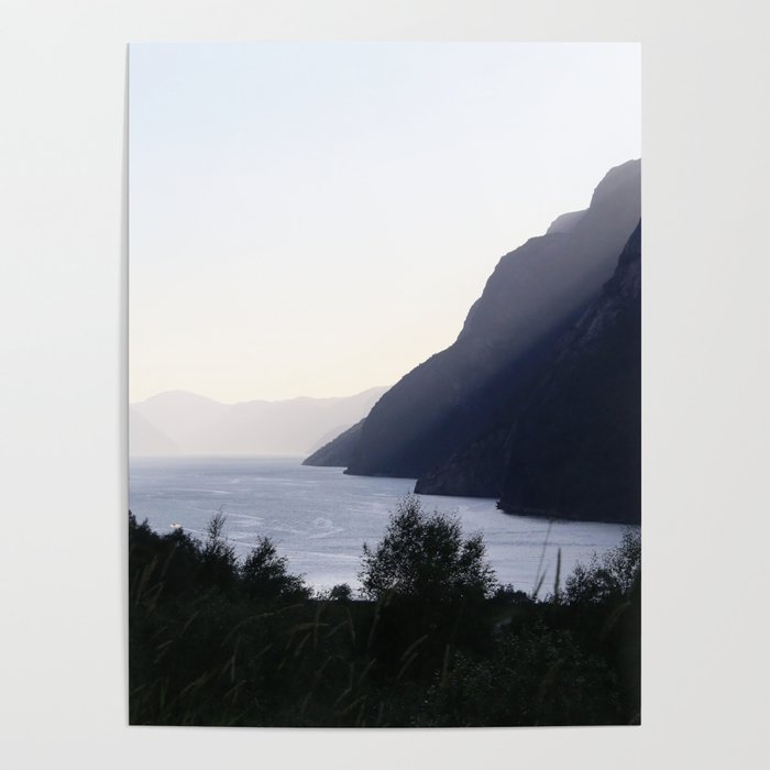 Wanderlust in Norway, Europe, Lysefjord in the evening, landscape made by ice - wall art - travel art - planet earth Poster
