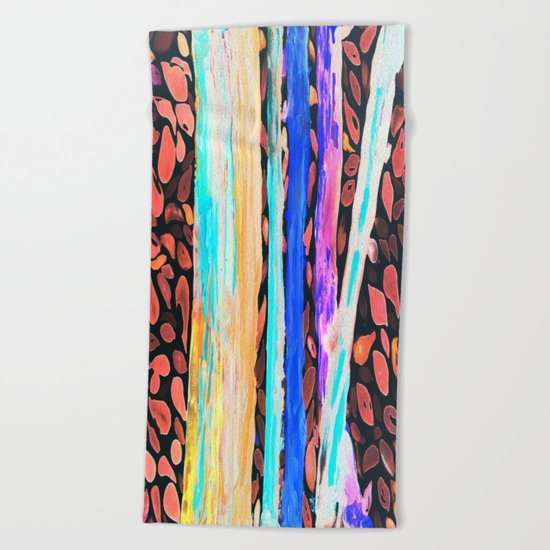 Rainbow Eucalyptus Graffiti artist tree Tries to get ready for the Fall Autumn Beach Towel