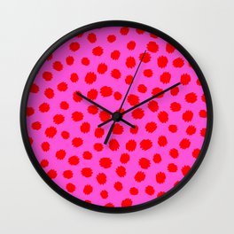 Keep me Wild Animal Print - Pink with Red Spots Wall Clock | Color, Print, Digital, Arty, Ppe, Marks, Stationery, Art, Animalprint, Animalskin 