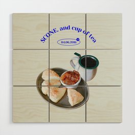 scone and cup of tea Wood Wall Art