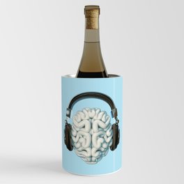 Mind Music Connection /3D render of human brain wearing headphones Wine Chiller