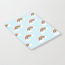 Rainbows and Clouds on Sky Blue Pattern Notebook