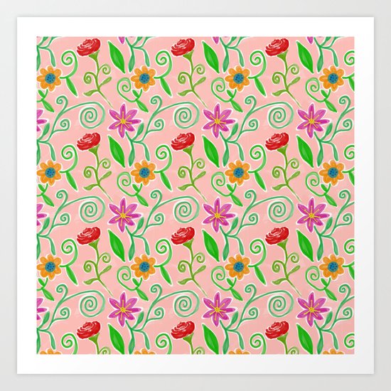Lovely Colorful Floral Pattern Art Print
