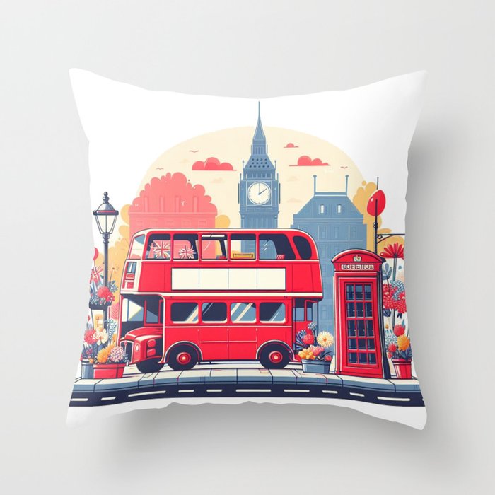 London Bus Throw Pillow