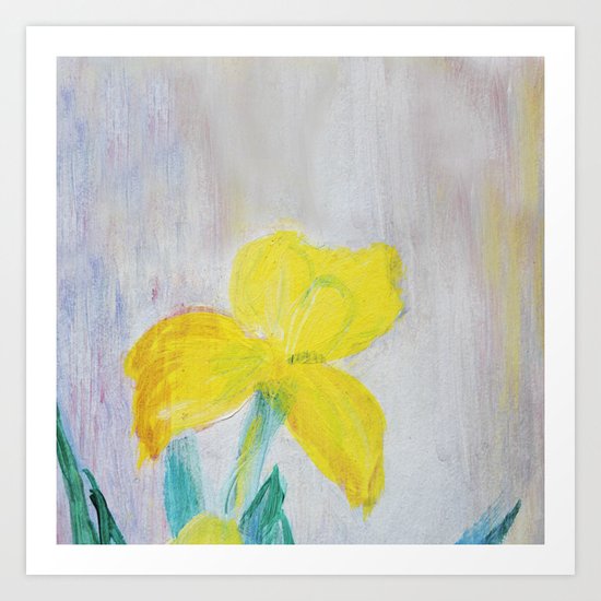 yellow summer iris Art Print