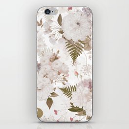White Vintage Botanical Spring Flowers And Forest Garden iPhone Skin