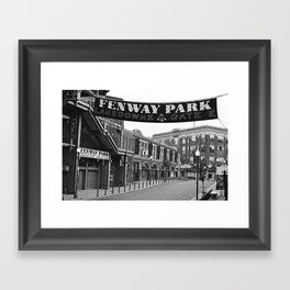 Fenway Park Banner Black and White Framed Art Print