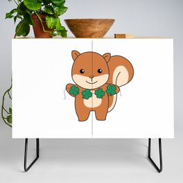 Squirrel With Shamrocks Cute Animals For Luck Credenza