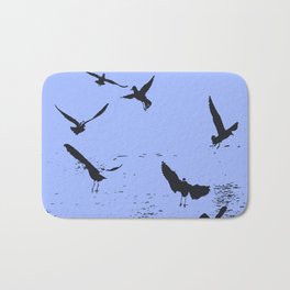 Silhouette Of A Flock Of Seagulls Over Water Vector Bath Mat
