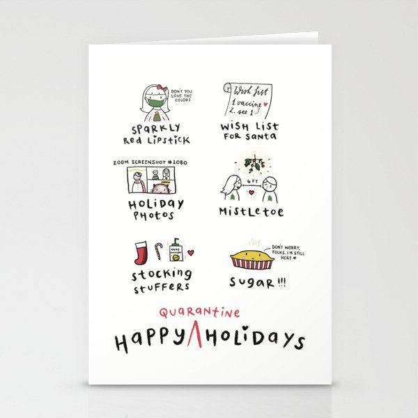 Happy Quarantine Holidays Social Distancing Card Stationery Cards