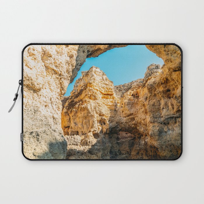 Natural Rock Formations In Lagos, Algarve Portugal, Travel Photo, Large Printable Photography Laptop Sleeve