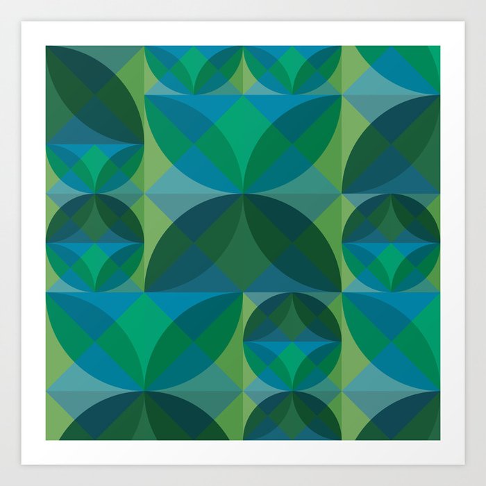 kaleidoscope - Green & Turqoise  Art Print