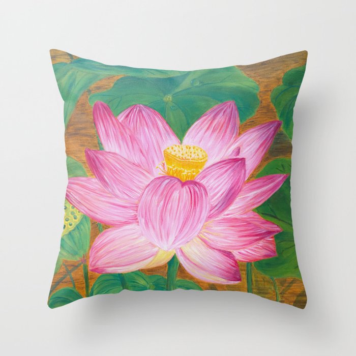 Sacred Lotus Throw Pillow