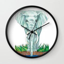 African Ellie Wall Clock | Painting, Nurseryart, Nature, Coloredink, Tusks, Africananimals, Penandink, Animalium, Africa, Watercolor 