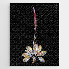 Floral Blazing Star Mosaic on Black Jigsaw Puzzle
