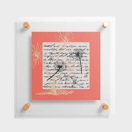 Coral and Tan Dandelion Design Floating Acrylic Print