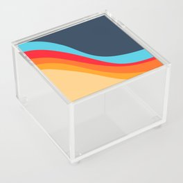 Wavy Retro Vibes II - Colorful Art Pattern Design Acrylic Box