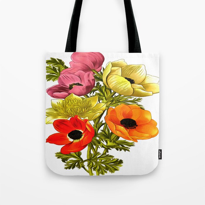 Anemone Windflower Botanical Art Tote Bag