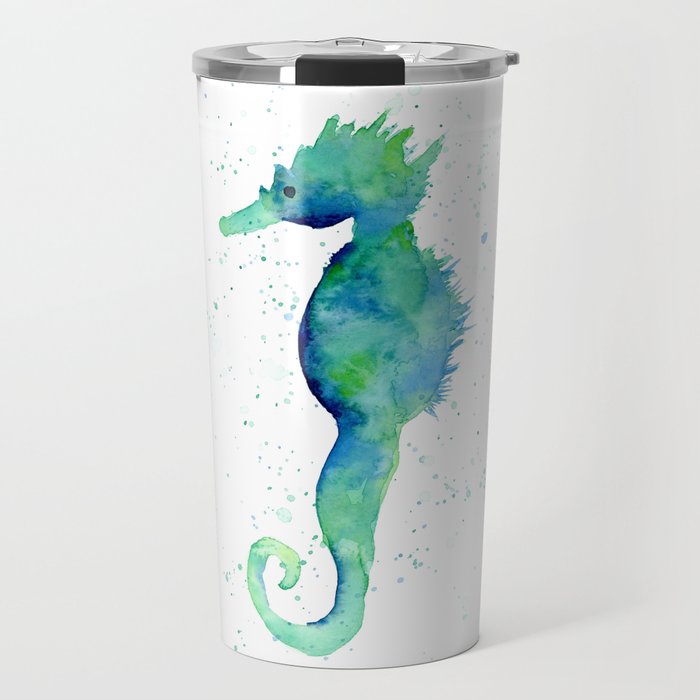 Watercolor Seahorse Travel Mug