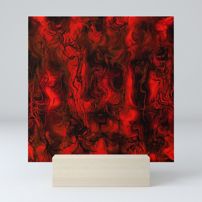 Nervous Energy Grungy Abstract Art  Red And Black Mini Art Print