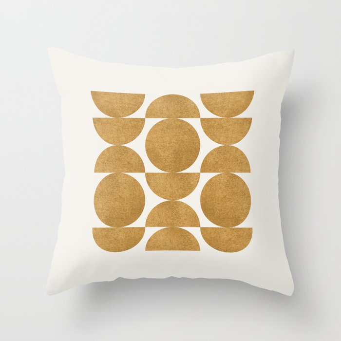 Gold Retro Scandinavian - Mid Century Modern Throw Pillow