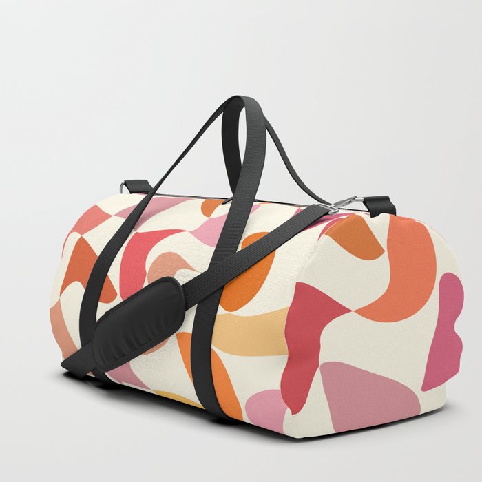 Abstract Wavy Checkerboard in Orange, Pink & Yellow Duffle Bag