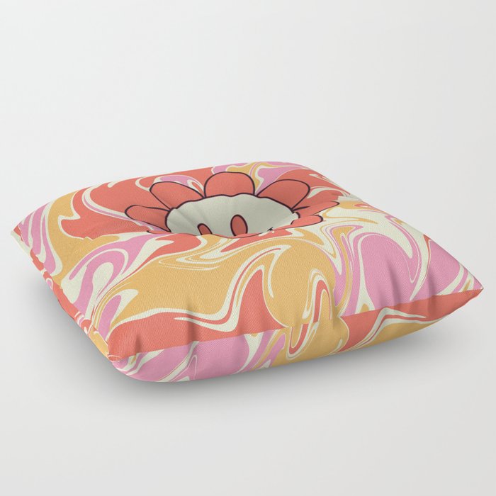 Psychedelic Trippy 60s Happy Face Floor Pillow